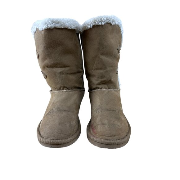 Girls Faux Suede Fur Tan Brown Boots Generic Unbranded Size 1 Winter Casual Warm - Picture 9 of 12